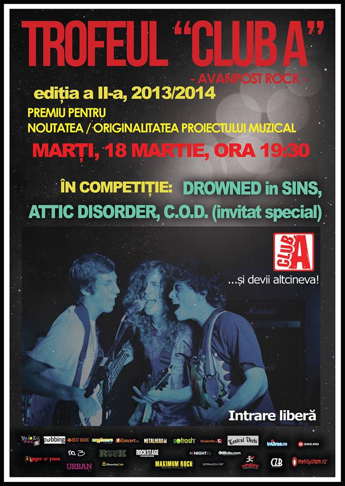 O noua etapa a Trofeului „Club A” cu Drowned in Sins, Attic Disorder si C.O.D